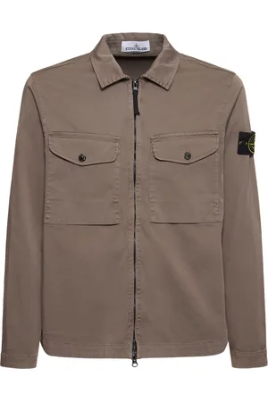 Stone Island Sobrecamisa De Algodón Con Cremallera