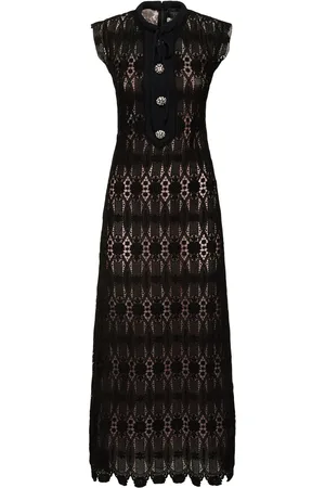 Giambattista Valli Vestido Largo De Macramé Bordado