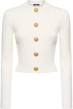Balmain Cárdigan Corto De Punto De Viscosa