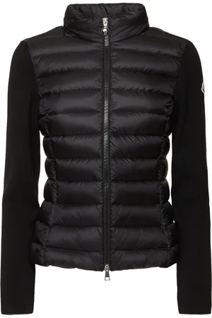 Moncler Cárdigan De Plumas De Nylon Y Lana Con Cremallera