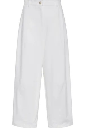 Max Mara Pantalones Anchos De Sarga De Algodón