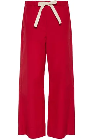 Max Mara Pantalones Anchos De Algodón Popelina