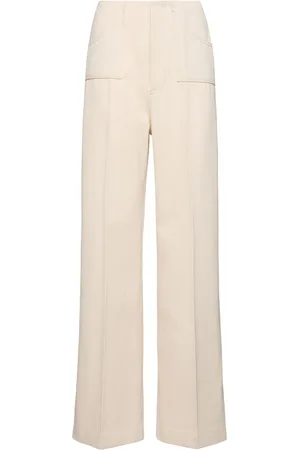 Serafini Pantalones Anchos De Lona Con Cintura Alta