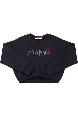 Marni Sudadera Cropped De Algodón Con Bordado