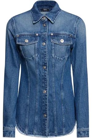 VERSACE Camisa De Denim De Algodón Lavado
