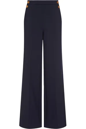 Max Mara Pantalones Anchos De Lana Con Botones