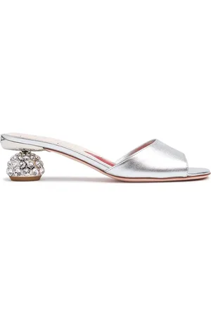Roger Vivier Mules De Piel Metalizada 50mm