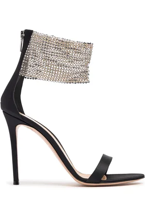 Gianvito Rossi Sandalias De Satén Y Cristales 105mm
