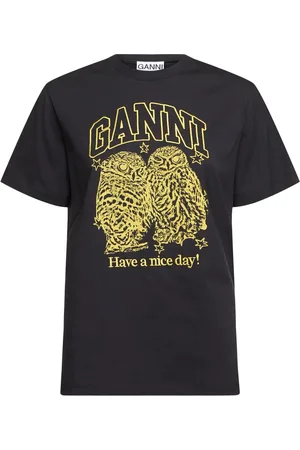Ganni Camiseta De Algodón Jersey