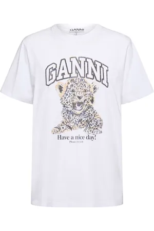 Ganni Camiseta De Algodón Jersey