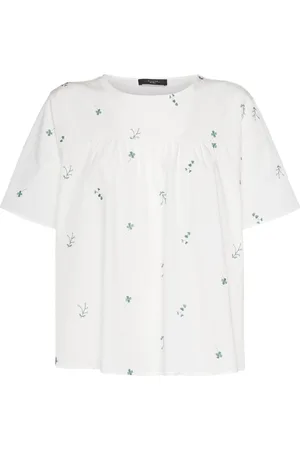 Max Mara Top De Popelina Bordada