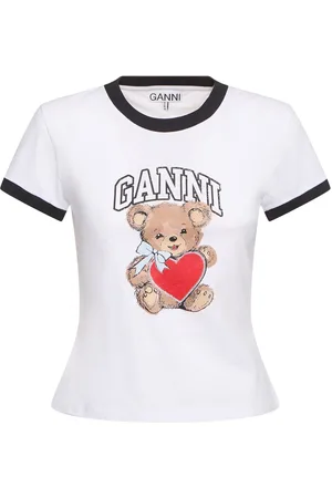 Ganni Camiseta De Algodón Jersey
