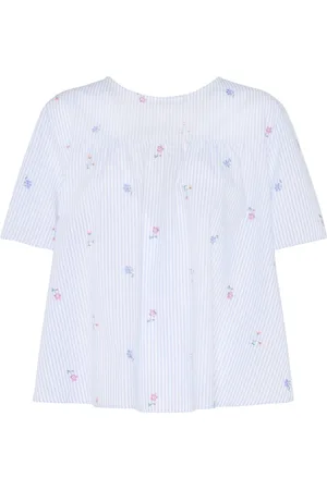 Max Mara Top De Popelina Bordada