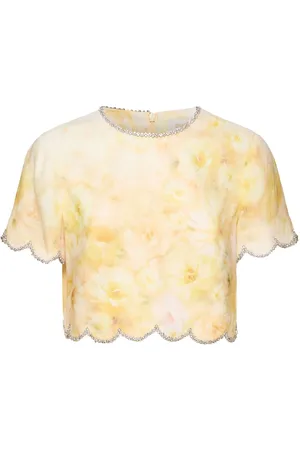 ZIMMERMANN Top Corto De Lino Estampado