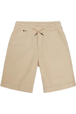 HUGO BOSS Shorts De Lino Y Algodón Con Logo