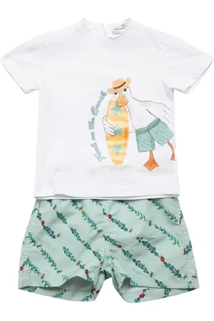 MONNALISA Shorts Y Camiseta De Algodón Jersey Estampado