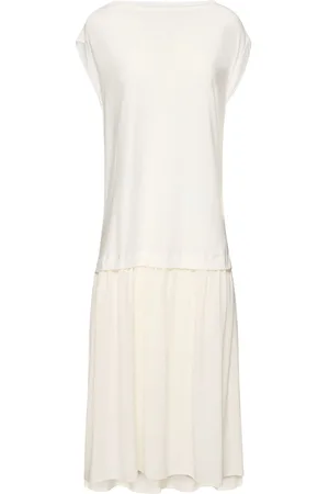 YOHJI YAMAMOTO Vestido Midi De Crepe De Chine Y Tafetán