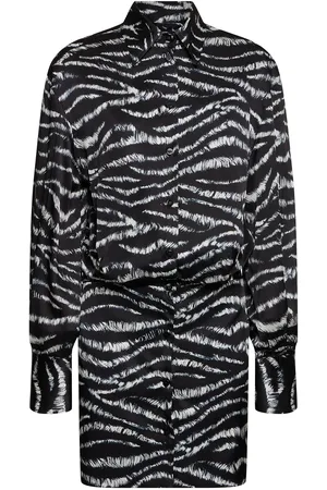 The Attico Vestido Camisero De Satén Estampado
