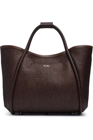 Max Mara Bolso Tote S Summer Marin Efecto Rafia