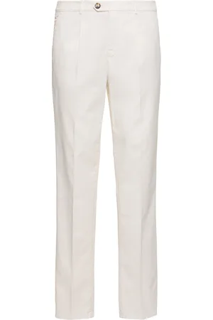Brunello Cucinelli Pantalones De Gabardina De Algodón Stretch
