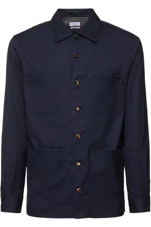 Brunello Cucinelli Camisa De Sarga De Algodón