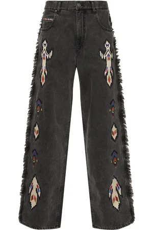 Marant Etoile Jeans Anchos De Denim Bordado