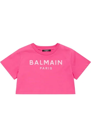 Balmain Camiseta Corta De Algodón Jersey Estampada