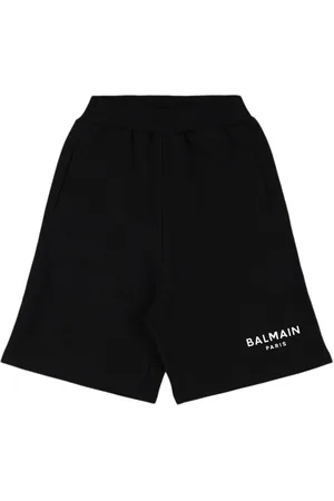 Balmain Shorts De Felpa De Algodón Con Logo