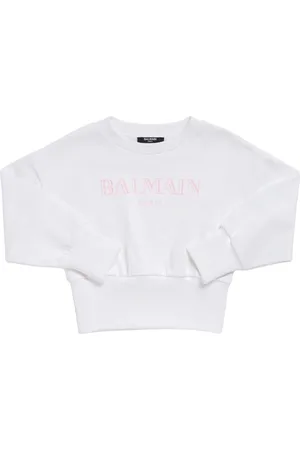 Balmain Sudadera Cropped De Algodón Con Logo