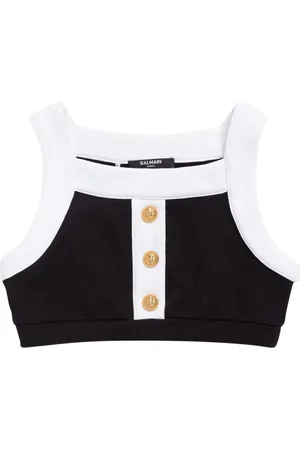 Balmain Top Cropped De Algodón