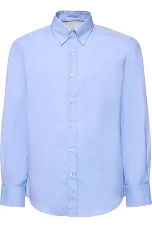 Brunello Cucinelli Camisa De Sarga De Algodón