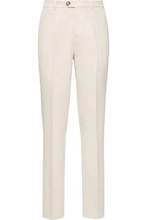 Brunello Cucinelli Pantalones Rectos De Gabardina De Algodón