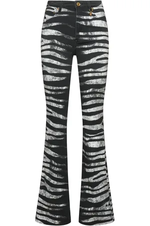 Roberto Cavalli Jeans Rectos De Dril Con Estampado Animal