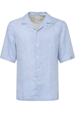 Brunello Cucinelli Camisa De Lino Con Manga Corta