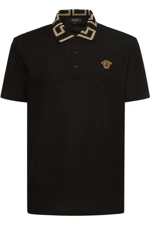 VERSACE Polo De Algodón Piqué Con Jacquard