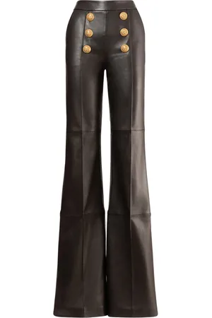 Balmain Pantalones Acampanados De Piel