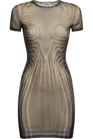 Jean Paul Gaultier Vestido Corto De Malla Estampada