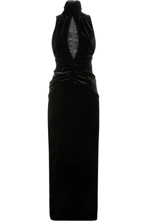 Alessandra Rich Vestido Largo De Terciopelo Drapeado