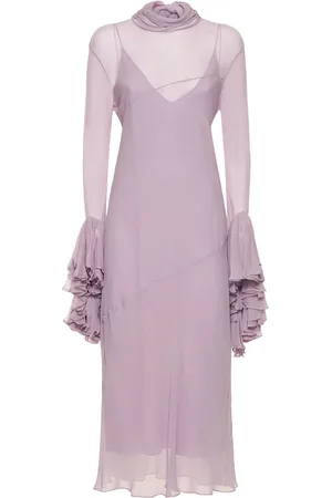 Khaite Vestido De Chifón De Seda Con Volantes