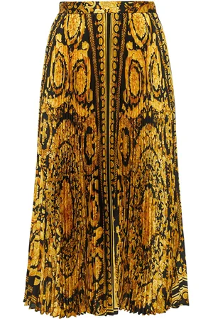 VERSACE Falda Midi De Sarga Con Estampado