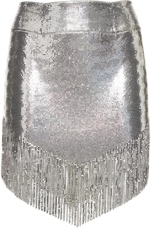 Paco rabanne Minifalda De De Malla Metálica Con Flecos