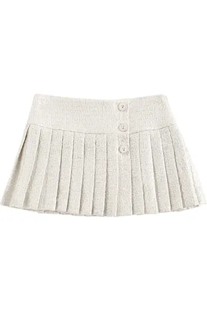 VERSACE Falda Plisada De Tweed De Algodón Laminado