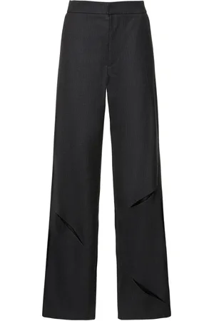 Gauchere Pantalones Rectos De Lana Con Aberturas
