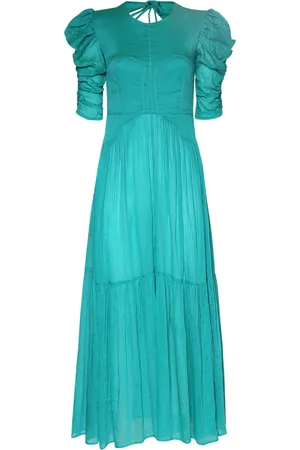 Isabel Marant Vestido Maxi De Seda Y Algodón Fruncido