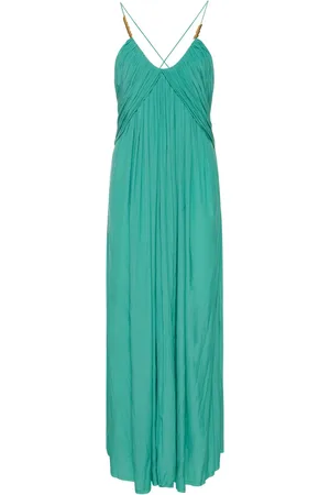 Lanvin Vestido Largo De Charmeuse Con Tirantes Cruzados