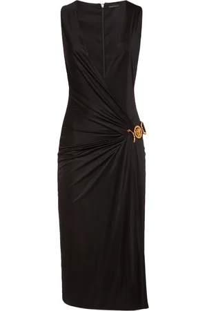 VERSACE Vestido Midi De Jersey De Viscosa Drapeada