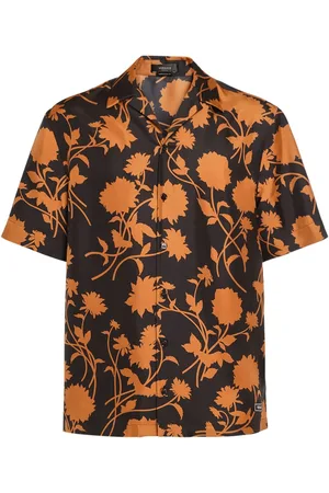 VERSACE Camisa De Seda Estampada Con Manga Corta