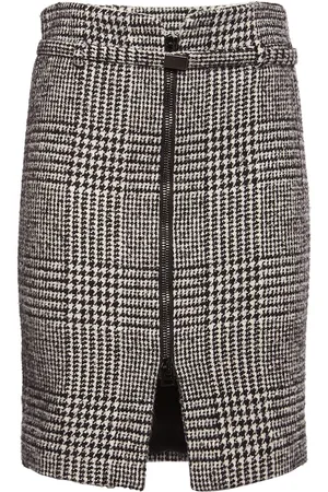 Tom Ford Falda Midi De Lana Príncipe De Gales