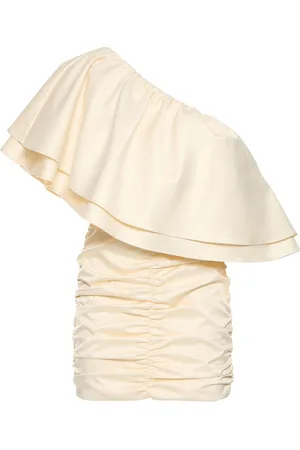 ROTATE Vestido Corto Fruncido Con Hombro Descubierto