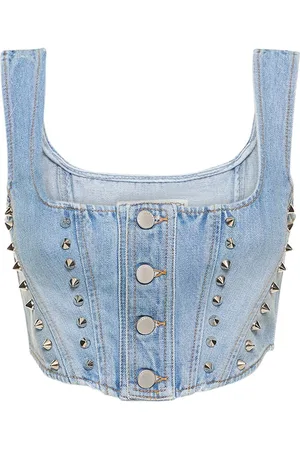 Alessandra Rich Corsé De Denim Con Tachuelas